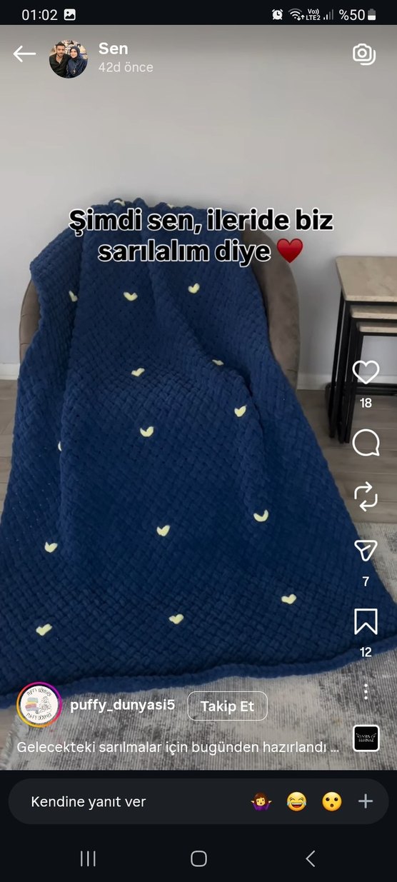 Parlak Kahverengi Örgü Bebek Battaniyesi - Görsel 2