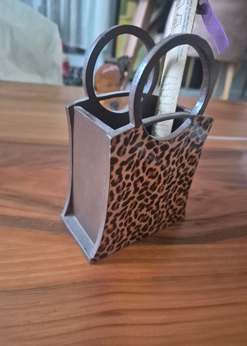 Kahverengi Leopar Desenli ahşap kalemlik - Görsel 3