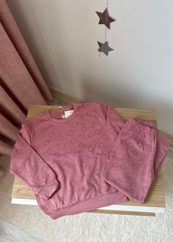 5 Yaş Beden beyaz Renk Uzun Kollu Kız Pijama Takımı