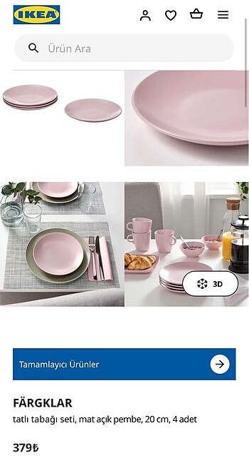 Ikea Ikea mat pembe pasta tabağı