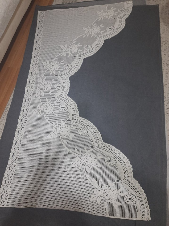 İşlemeli Beyaz Dantel Kenar perde eni 1 80 boyu 90 - Görsel 4