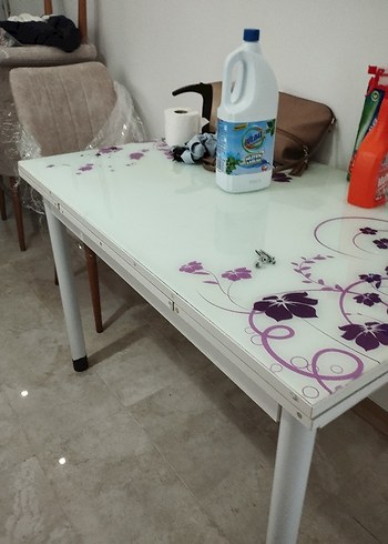 camlı beyaz mutfak masasi - Görsel 2