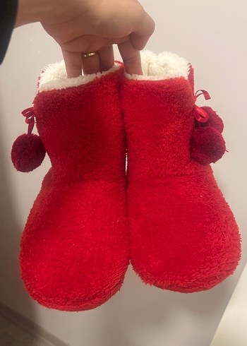Kırmızı Sıcak Peluş Ev Botu - Görsel 2