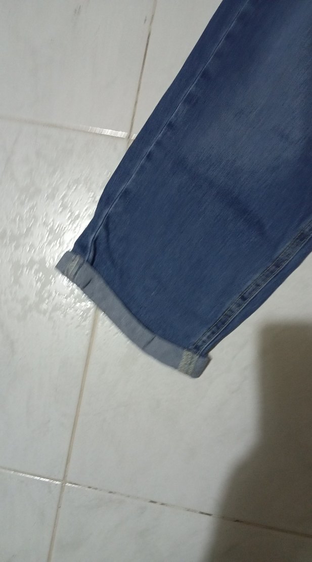 kadın Mavi Kısa dar Kesim Kot Pantolon - Görsel 3