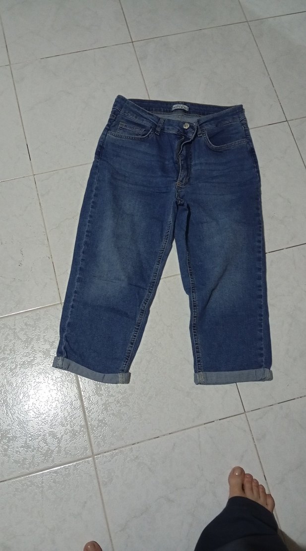 kadın Mavi Kısa dar Kesim Kot Pantolon - Görsel 2