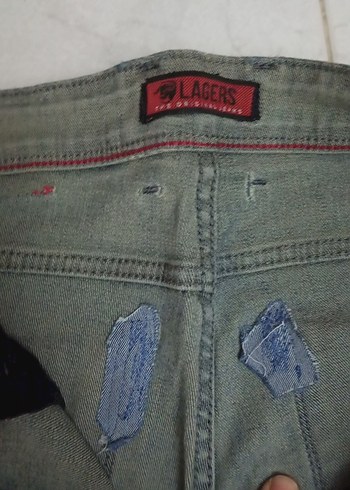 Düğmeli Erkek Mavi Denim Jean - Görsel 4