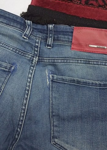 Düğmeli Erkek Mavi Denim Jean - Görsel 5