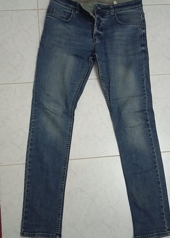 Düğmeli Erkek Mavi Denim Jean - Görsel 3