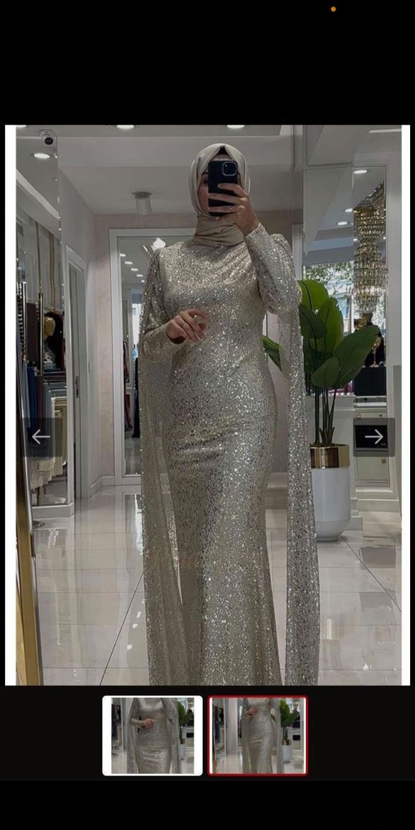 Uzun Beyaz Yılan Desenli Drapeli Abiye Elbise - Görsel 2