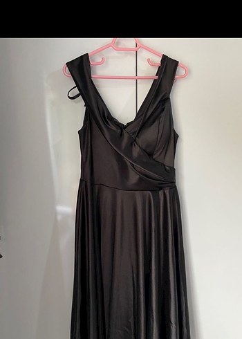 Siyah Straplez Midi Mezuniyet Elbisesi - Görsel 2