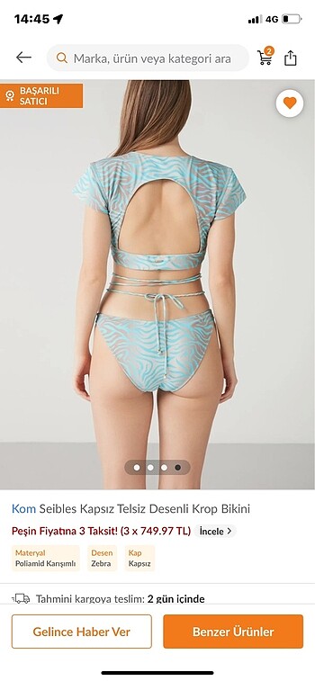 s Beden Kom bikini takımı