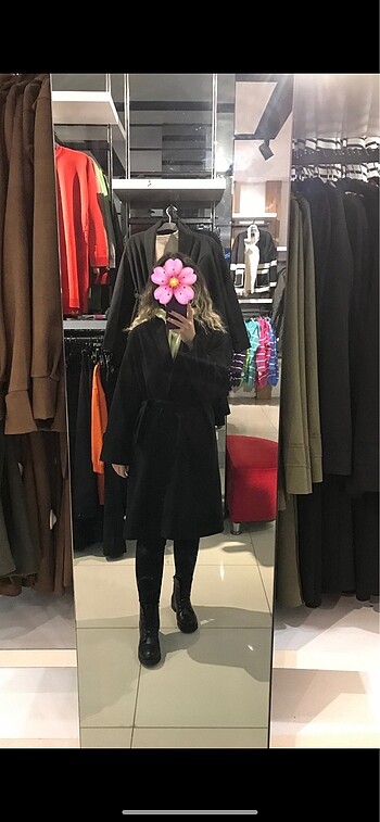38 Beden siyah Renk Kaşe Kaban