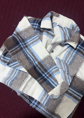 Ekose Desenli Düğmeli Kadın Gömlek - Görsel 2