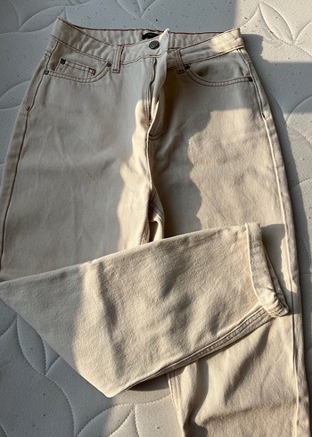 TrendYol Bej Düğmeli Kadın Kot Pantolon - Görsel 2