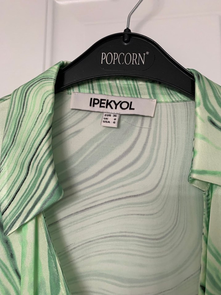 Yeşil Batik Desenli Uzun Kollu Kadın Gömlek - Görsel 4