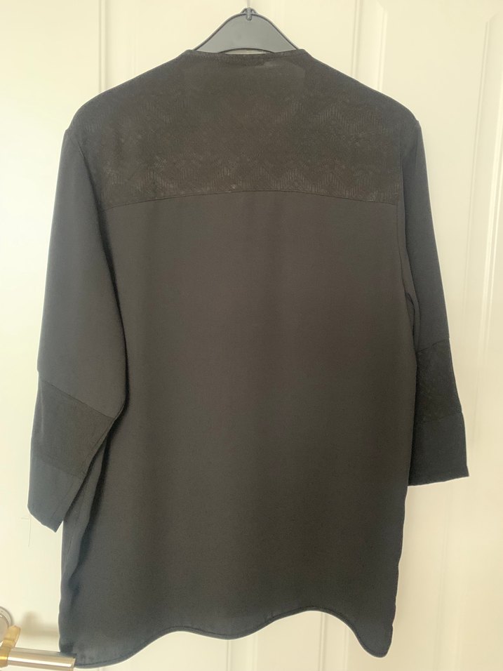 Düğmeli Siyah Midi Hamile Ceket - Görsel 3