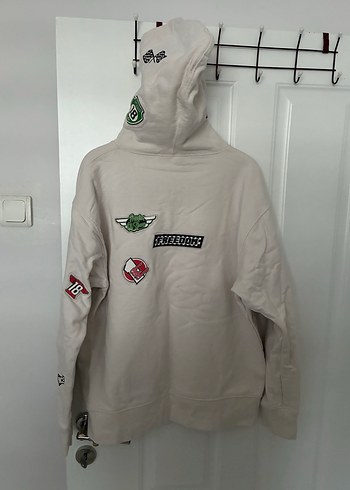 Nakışlı krem Düğmeli erkek Sweatshirt - Görsel 3