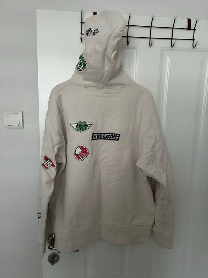 Nakışlı krem Düğmeli erkek Sweatshirt - Görsel 3