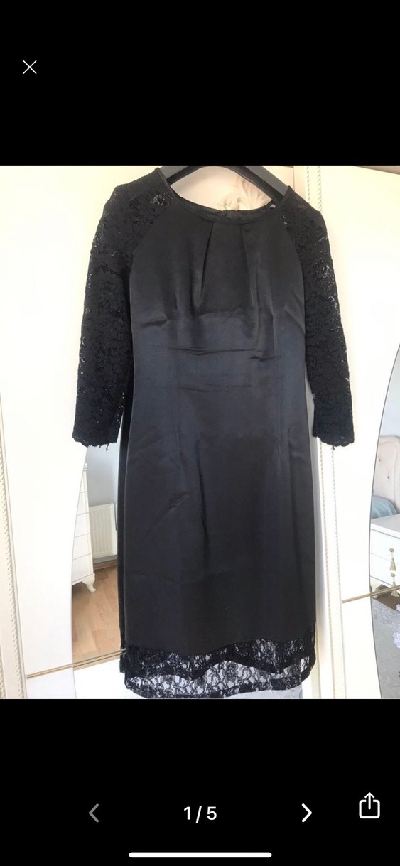 Dantel Kollu Siyah elbise - Görsel 2