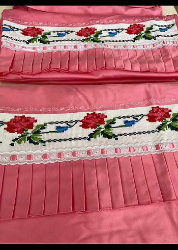 Nakışlı Pembe Nevresim ve Çarşaf Takımı - Görsel 3