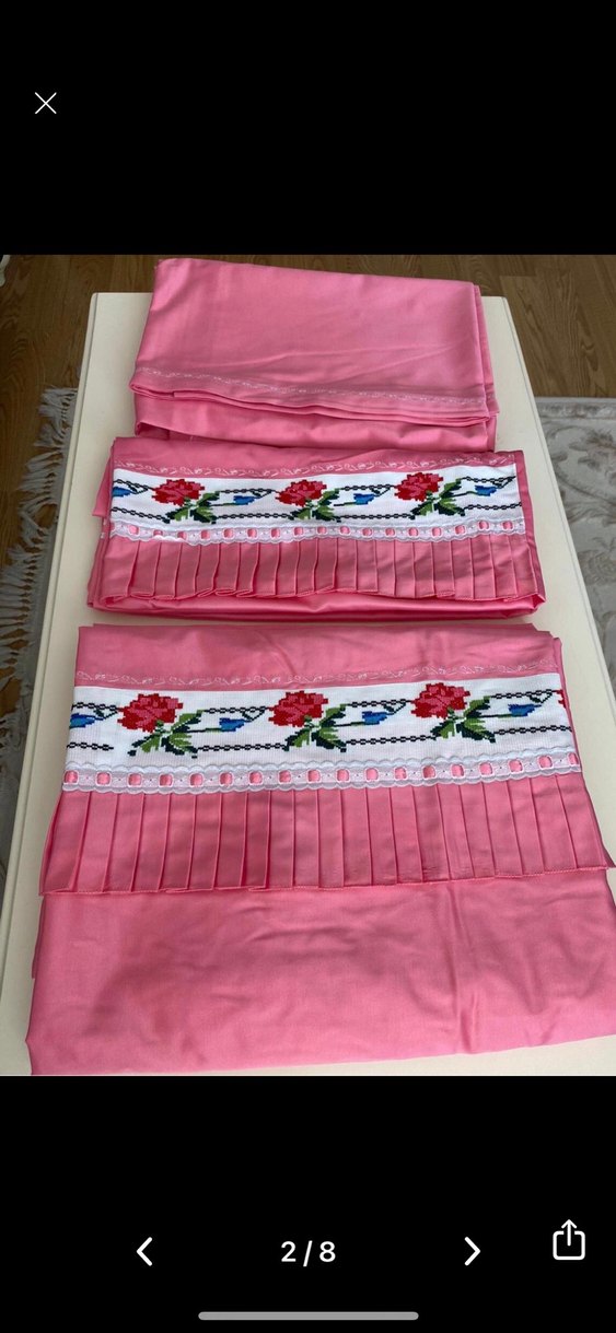 Nakışlı Pembe Nevresim ve Çarşaf Takımı - Görsel 2