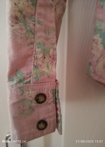 s Beden pembe Renk Pembe Çiçekli Uzun Kollu Kadın Gömlek