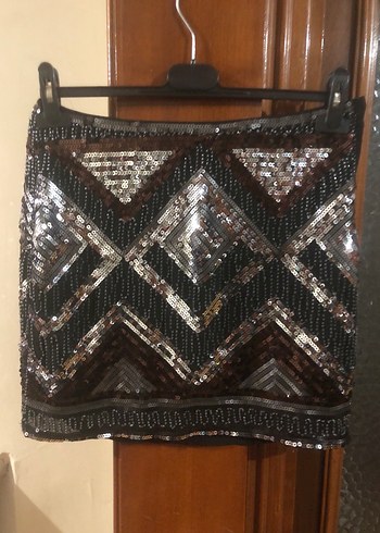 s Beden H&M Siyah Payetli Mini Etek