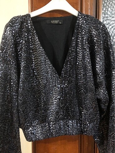 QUZU Abiye payetli crop bluz - Görsel 5