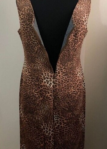 40 Beden Leopar Desenli Elbise
