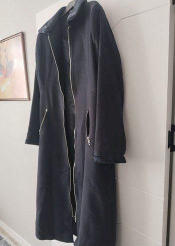 Siyah Kadın Uzun Fermuarlı Kaban - Görsel 7