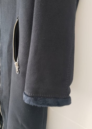 Siyah Kadın Uzun Fermuarlı Kaban - Görsel 4