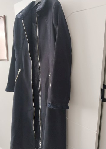 Siyah Kadın Uzun Fermuarlı Kaban - Görsel 2