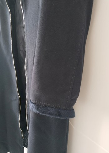 Siyah Kadın Uzun Fermuarlı Kaban - Görsel 5