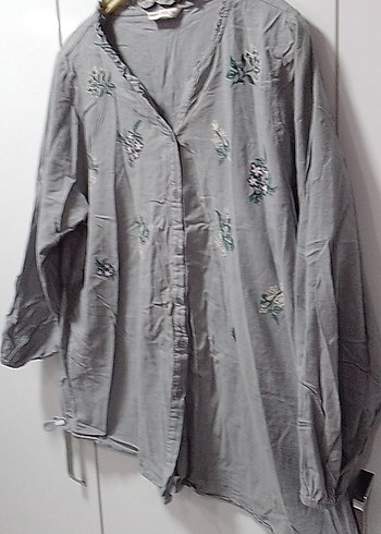 HÂKİ YEŞİL LCWAİKİKİ 50 BDN çiçek Nakışlı işlemeli keten Bluz - Görsel 10
