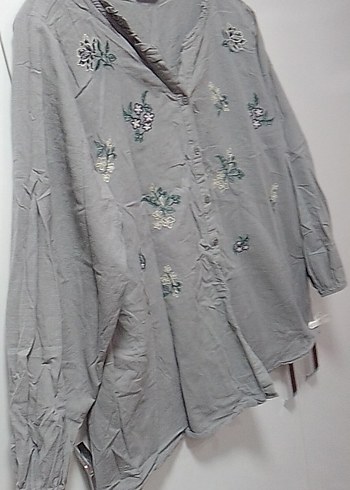 HÂKİ YEŞİL LCWAİKİKİ 50 BDN çiçek Nakışlı işlemeli keten Bluz - Görsel 7