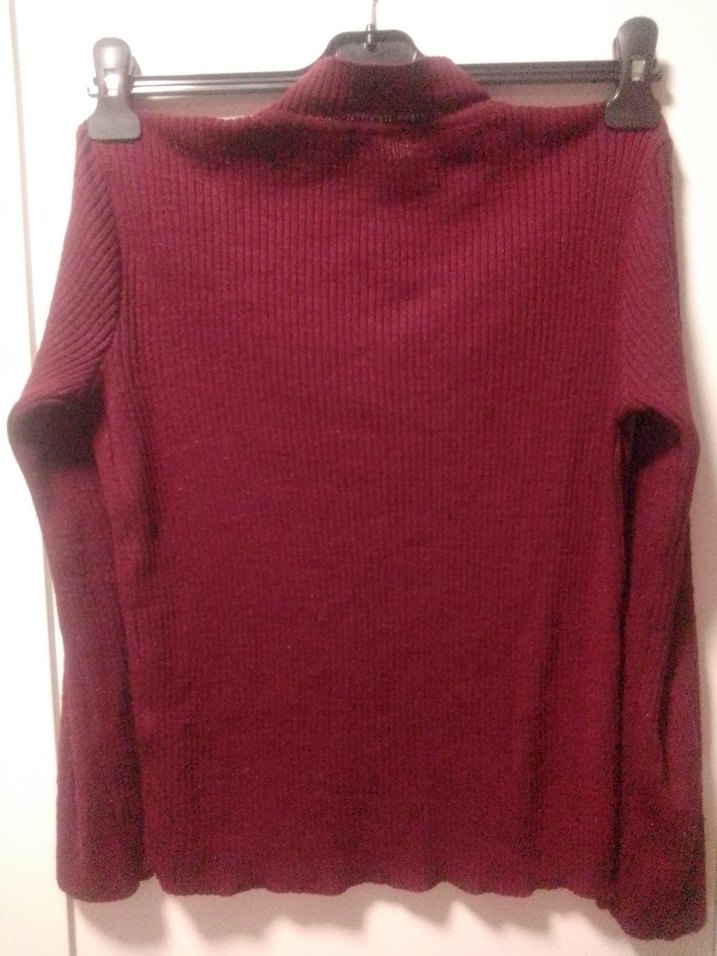 Bordo Yüksek Yakalı Örgü Kadın Kazak ve bluz ve pjema hediyesi - Görsel 3