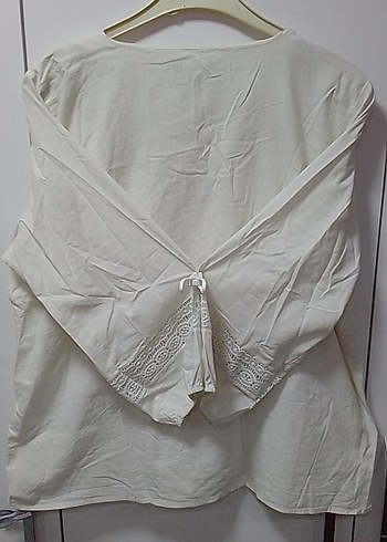 Nakışlı Bohem Beyaz Keten kolları lastikli, kırık beyaz,açıkkrem - Görsel 10
