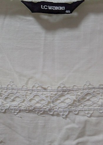 Nakışlı Bohem Beyaz Keten kolları lastikli, kırık beyaz,açıkkrem - Görsel 6