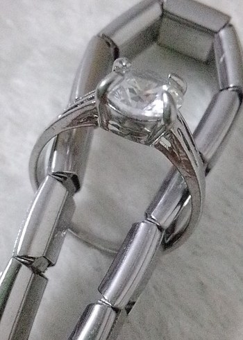 ZİRKONYUM TAŞLI TEKTAŞ ÇELİK YÜZÜK, SIFIR ÜRÜN, HİÇ KULLANILMADI - Görsel 5