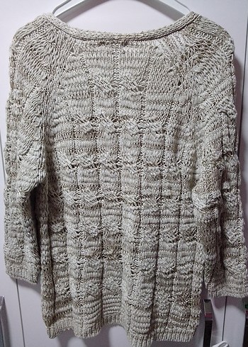 Bej ve Gold simli, Saç örgüsü,Kadın makine örgü Kazak,L BDN yeni - Görsel 8