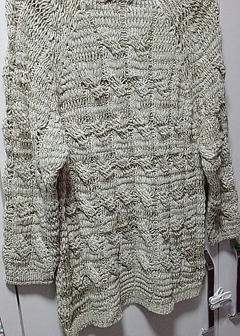 Bej ve Gold simli, Saç örgüsü,Kadın makine örgü Kazak,L BDN yeni - Görsel 7