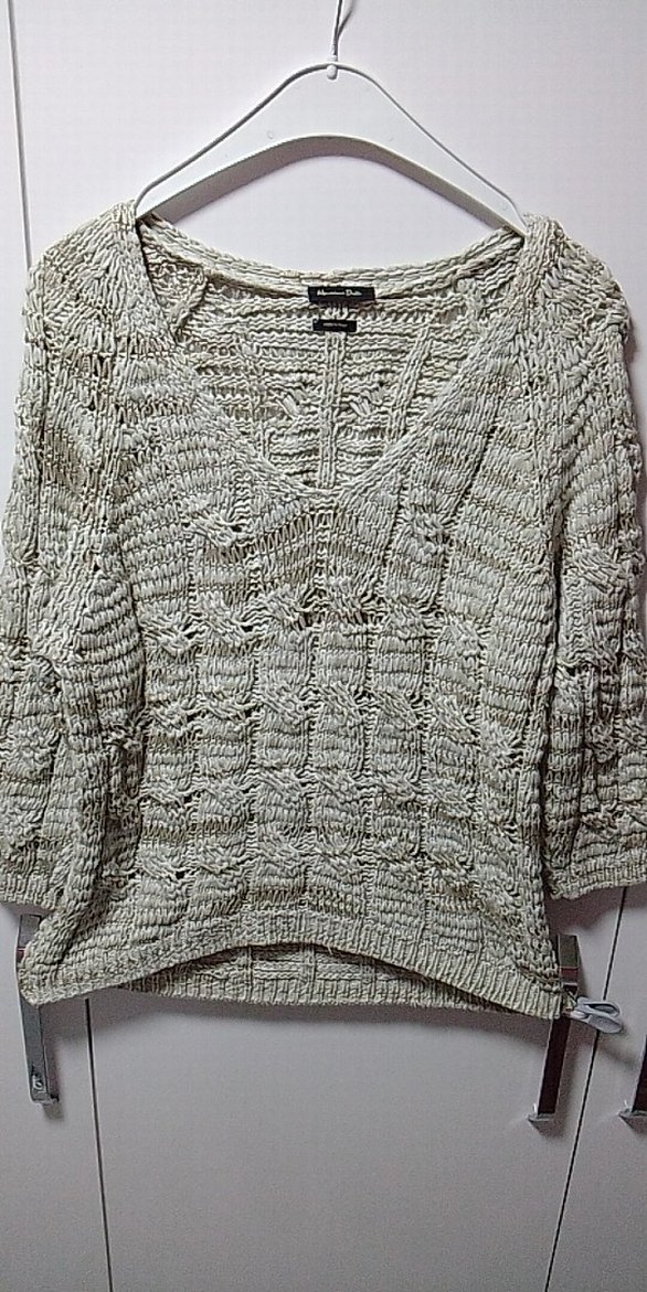 Bej ve Gold simli, Saç örgüsü,Kadın makine örgü Kazak,L BDN yeni - Görsel 4