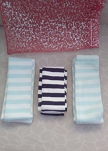 3 ADET SIFIR FULAR,ATKI,BELİNE KUŞAK ÇOK AMAÇLI PENYE TARZ KUMAŞ