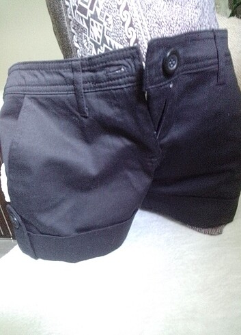 Zoe Karssen ZOE MARKA 36 BDN SİYAH COTON ŞORT PANTOLON 2 CEPLİ SIFIR ÜRÜN