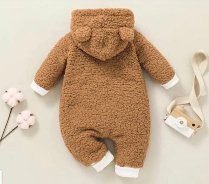 Kahverengi Peluş Bebek Tulumu - Görsel 2