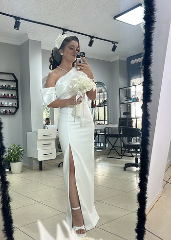 Diğer Modern Beyaz Nikah Elbisesi