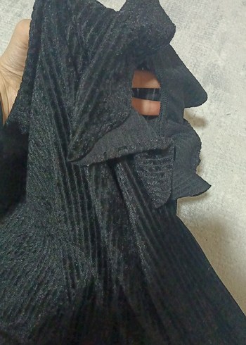 Uzun Kollu Siyah Keten Bluz - Görsel 2