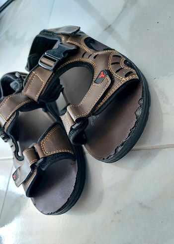 41 Beden Polaris Kahverengi Deri Tokalı Erkek Biker Sandalet