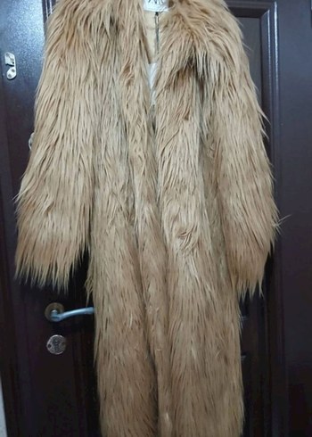 Kahverengi Uzun Kadın Kürk Kaban - Görsel 3