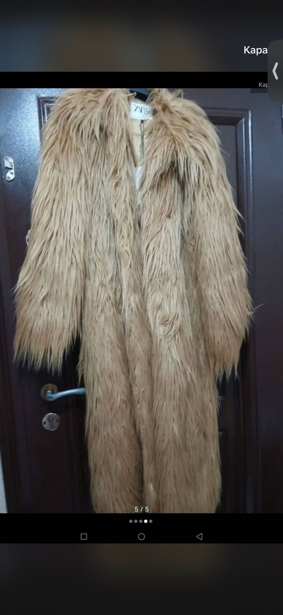 Kahverengi Uzun Kadın Kürk Kaban - Görsel 3